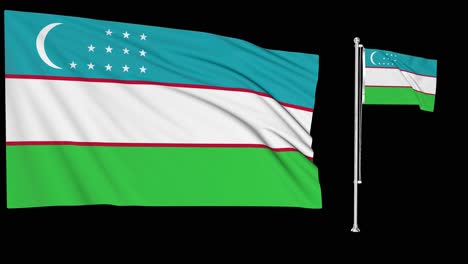 Greenscreen-Schwenkt-Usbekistan-Flagge-Oder-Fahnenmast