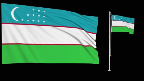 green screen waving uzbekistan flag or flagpole