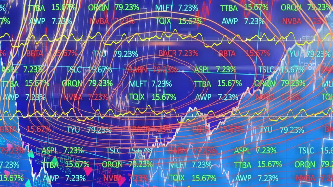 animación del procesamiento de datos financieros y las estadísticas