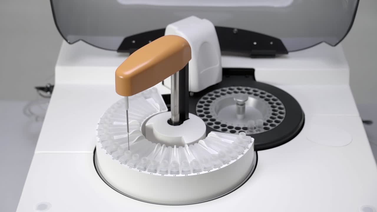 테스트 장비, 혈액 cbc 기계의 근접 gimbal  ⁇