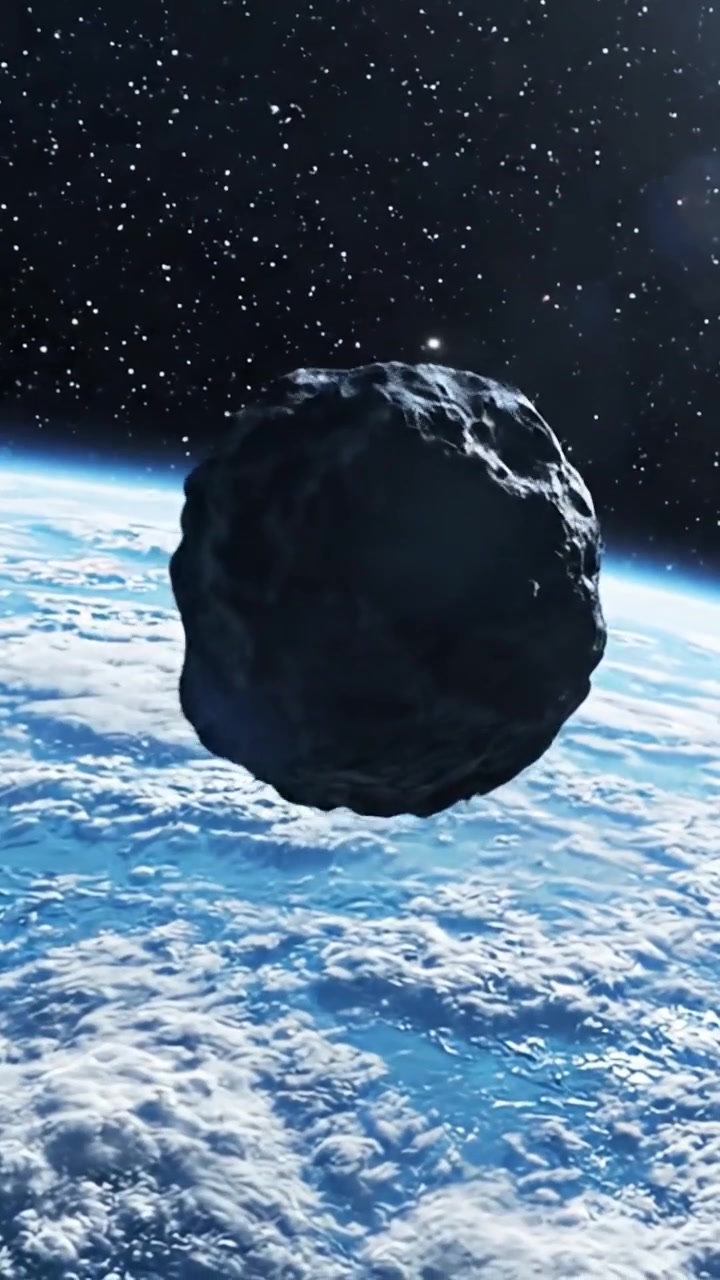 Un incontro ravvicinato con un asteroide: viste mozzafiato di un asteroide che incombe sopra l'atmosfera terrestre, circondato da un mare di stelle e meraviglie celesti.