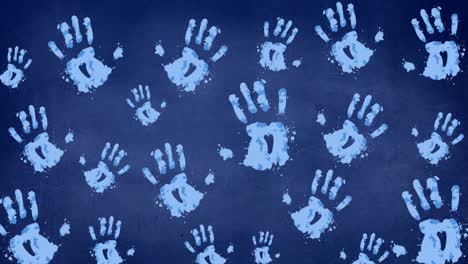 Animation-of-handprints-on-blue-background