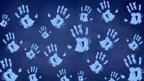 animation of handprints on blue background