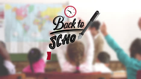 Back-to-school-message-surrounded-by-icons-with-teacher-teaching-childrens