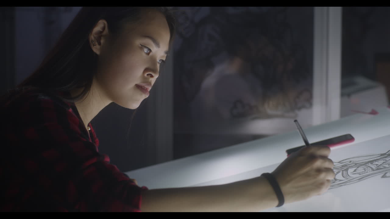 Artist Working on a Drawing