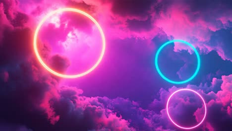 neon circles in a cloudy sky