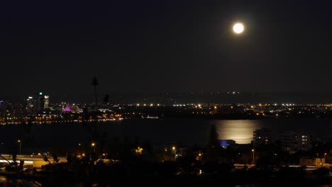 night timelapse of full moon over swan river from kings park, perth