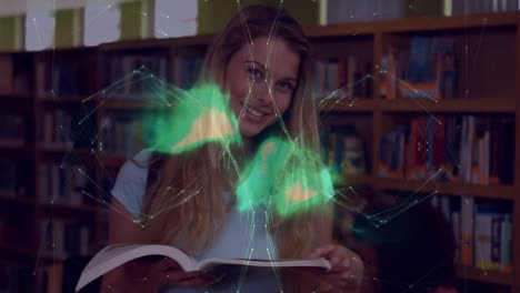 animación de la red de conexiones sobre el aprendizaje y la lectura de las estudiantes caucásicas