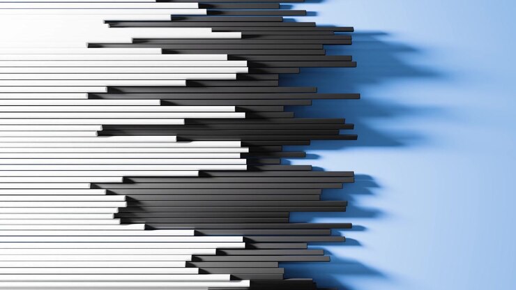 Abstract 3D Animation of Moving Black and White Bars