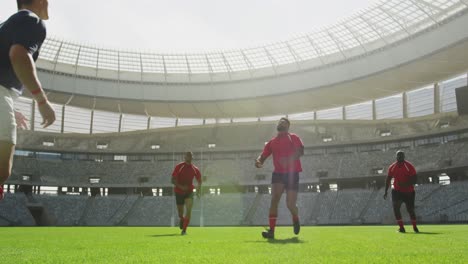 players playing rugby match in stadium 4k