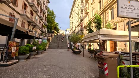 quiet alley with stairs and greenery