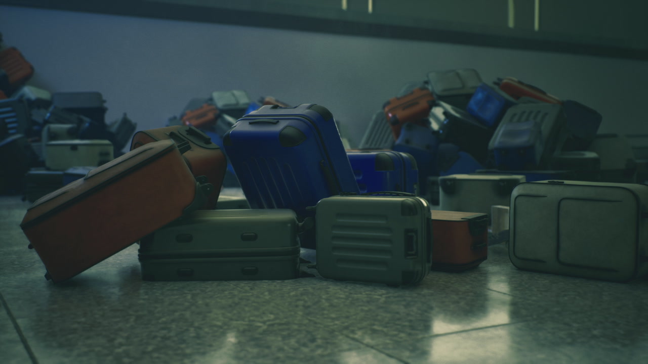 Abandoned luggage with handles suggest isolation and forgotten time