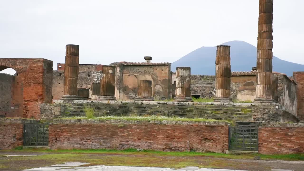 Ruins of famous Pompeii city, Italy.Temple of Aesculapius or Jupiter Meilichios