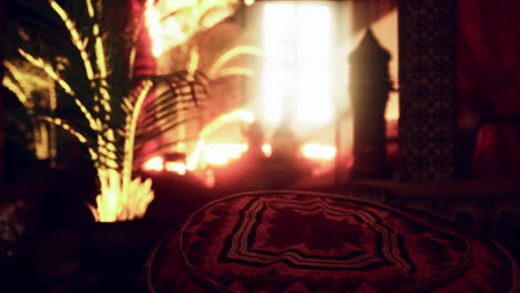 cozy moroccan riad interior with candlelight