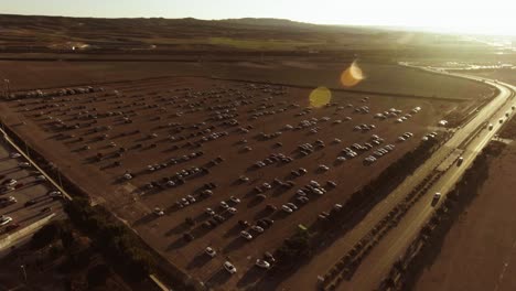 aerial shot of parking lot in spain