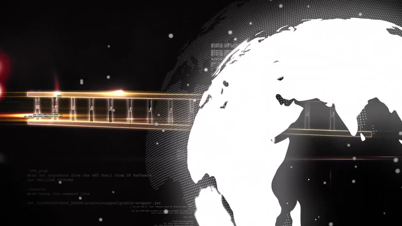 데이터 처리, dna 및 검은 바탕에 회전하는 지구의 애니메이션