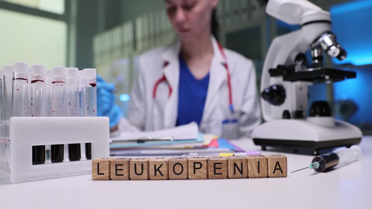 Medical professional conducting blood tests for leukopenia in a laboratory