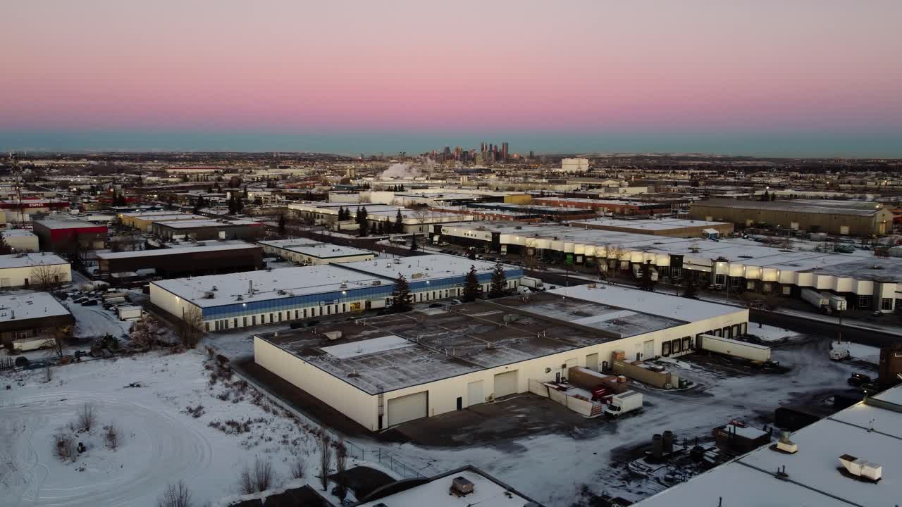 Morning in YYC: Aerial Views of Calgary's Industrial Sector and Downtown