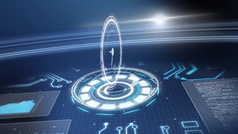 Animation-of-clock,-data-processing-and-computer-circuit-boards