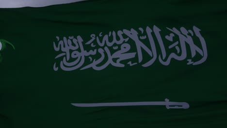 saudi arabia flag waving in the wind. realistic flag background. thundercloud background