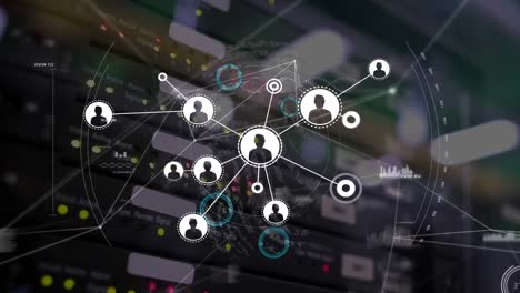 animación de la red de conexiones a través de una placa de circuitos informáticos