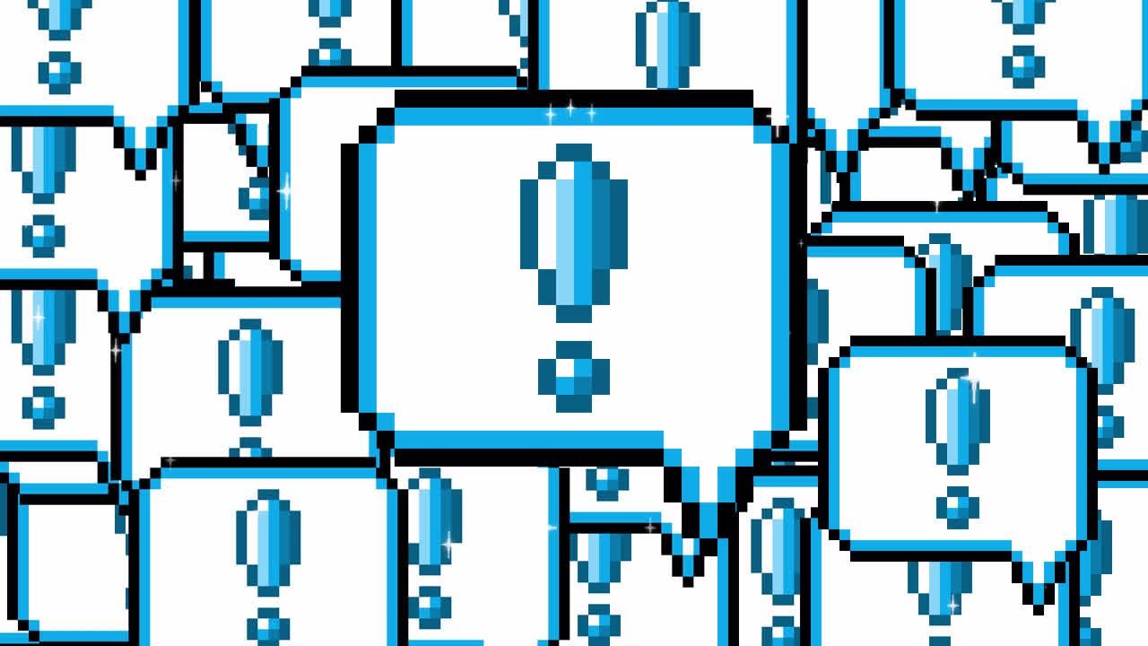 Pixel art pop up speech bubble icon exclamation mark Transitions. 1080p - 30 fps - Alpha Channel (1).mov