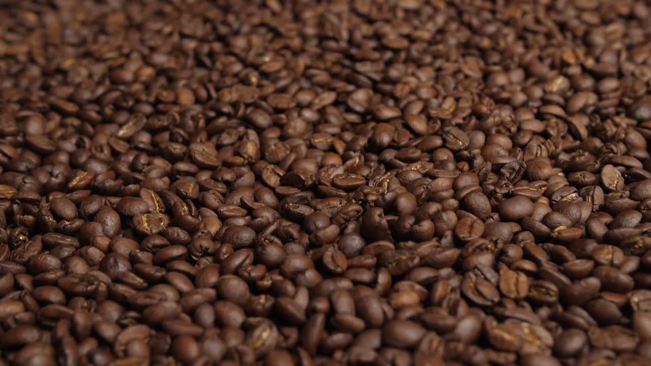 Roasted Coffee Beans, Slow Motion