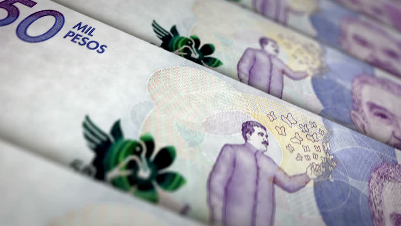 Kolombiya Pesosu banknot yüzeyi döngü animasyonu.