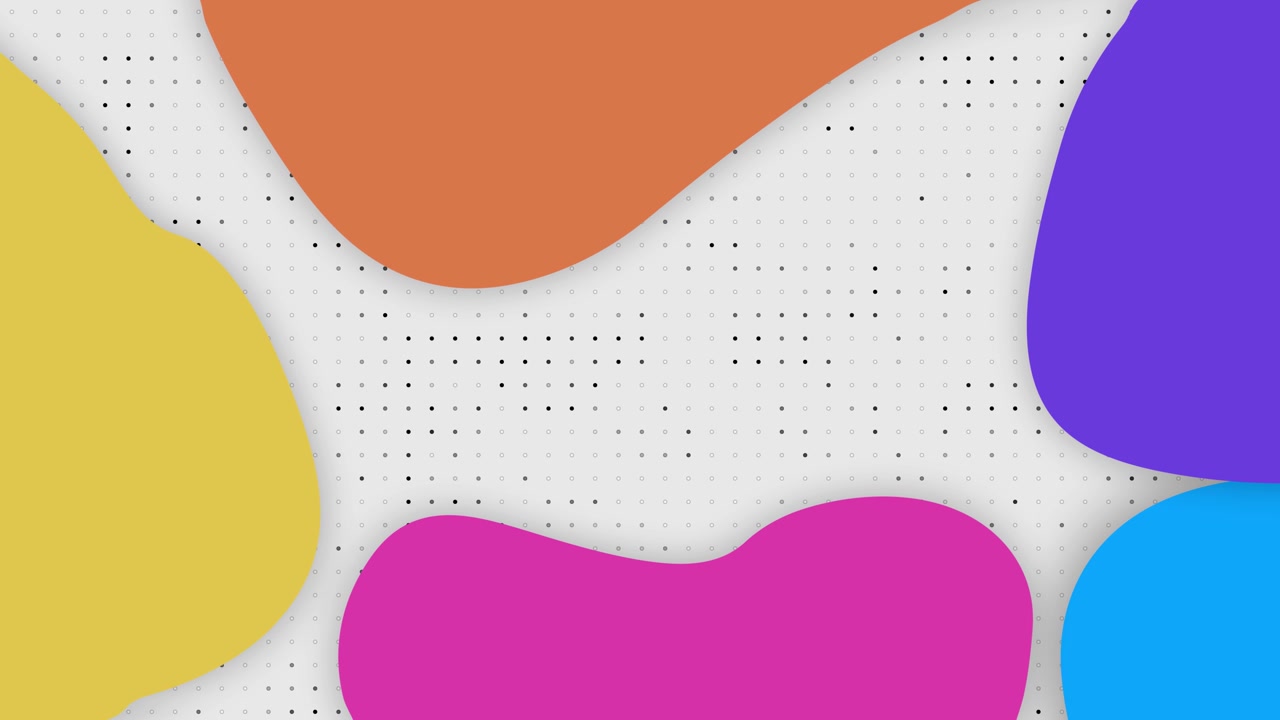 Animated Colorful Organic Shapes Moving on a Dotted Grid Background