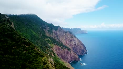 Aerial-landscape-shot-steep-hills-of-north-coast-of-Madeira