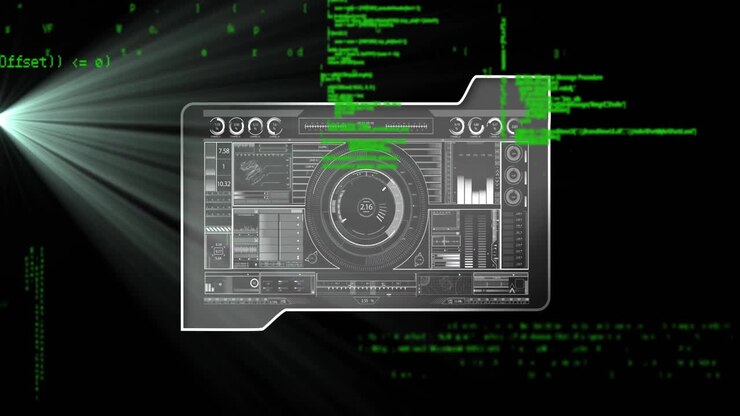 Animation of digital data processing over screen