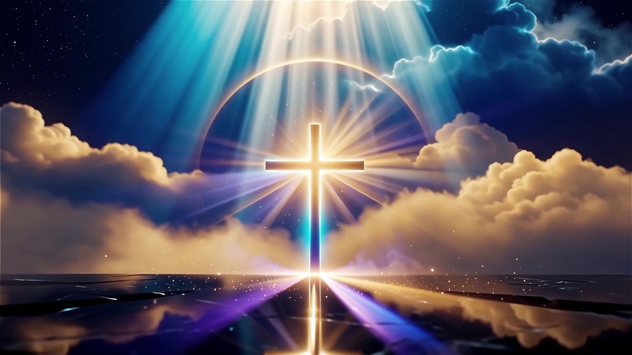 Christian Cross Heavenly Light Worship Background