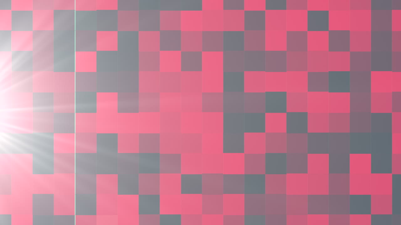 Checkerboard grid contrast of dark and light red squares illuminated by bright light