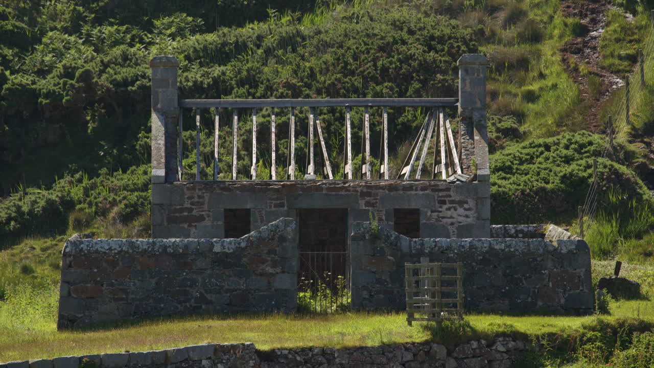 Ruined Stone Building on a Hillside