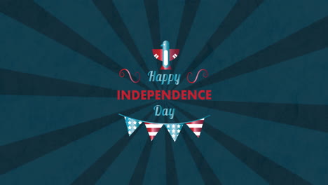 animation of independence day text on blue background