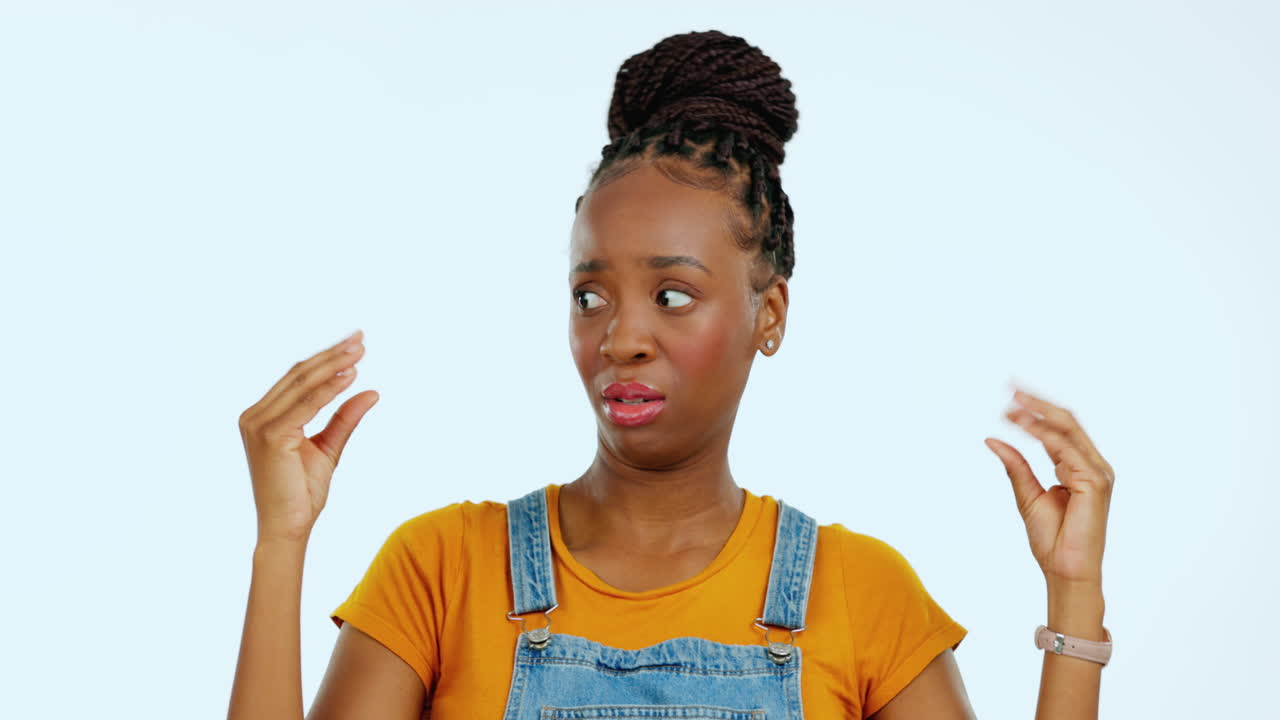 Talking, annoyed and a black woman with a mocking