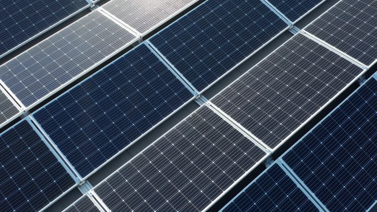 Installed Solar Panel Array, Birdseye Aerial View