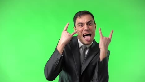 man in suit: scream, laugh, and rock out on green screen