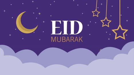 eid mubarak lettering with star and moon