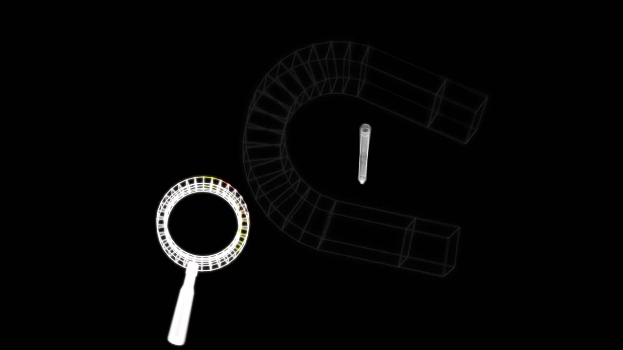 animación de iconos que se mueven sobre un fondo negro