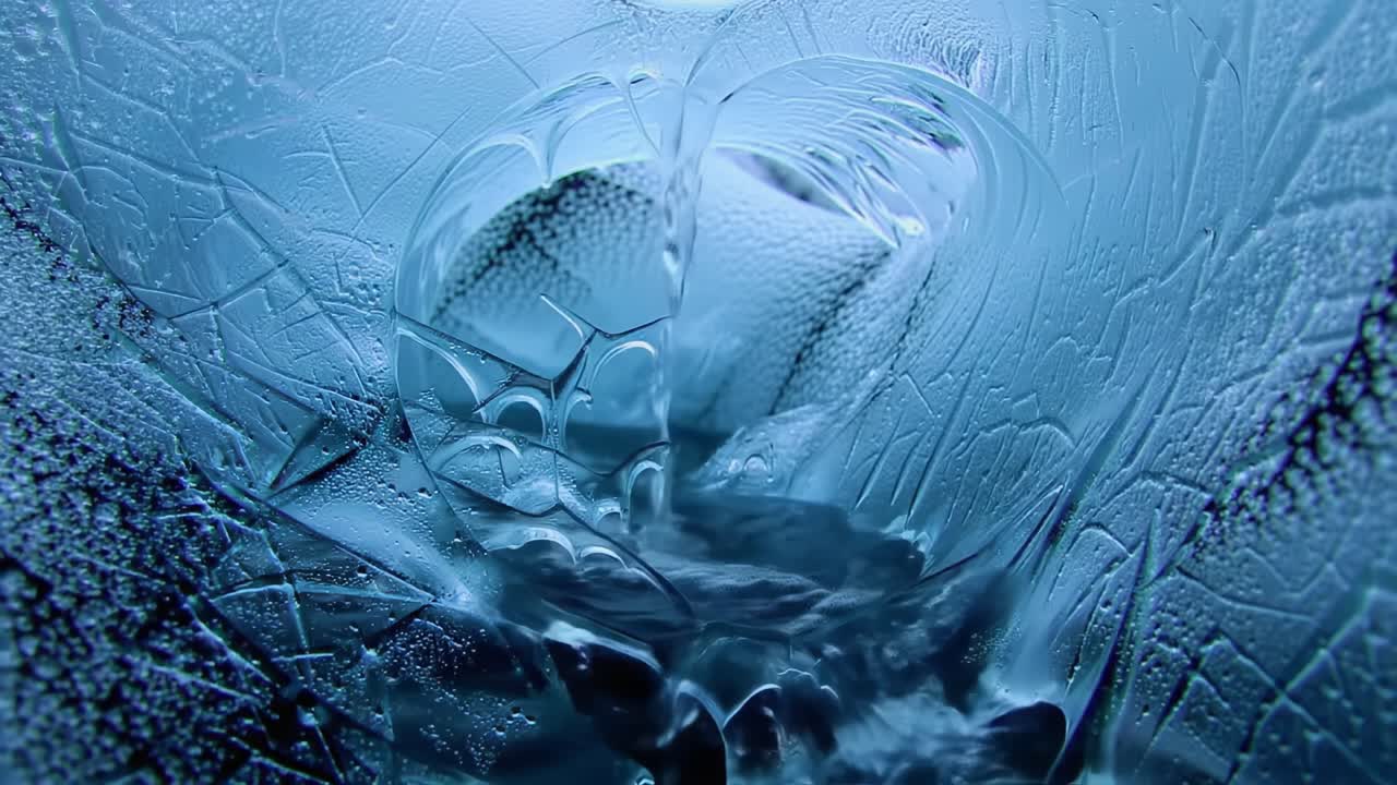 An Intricate Dance of Frost and Water: Capturing the Unique Patterns Formed by Ice and Moisture in a Cold Environment
