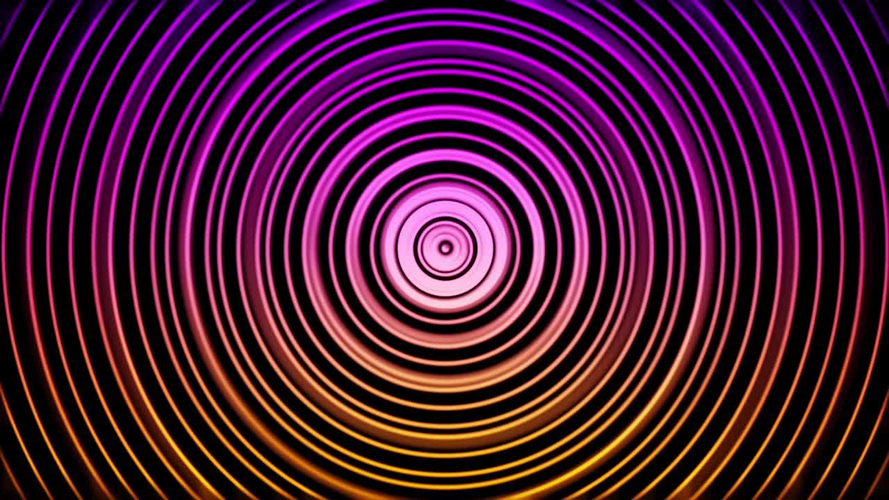 Abstract hypnotic colorful spiral. Animmation. Pulsating psychedelic circles with center. Colorful hypnotizing circles. Circular ripple background for music background