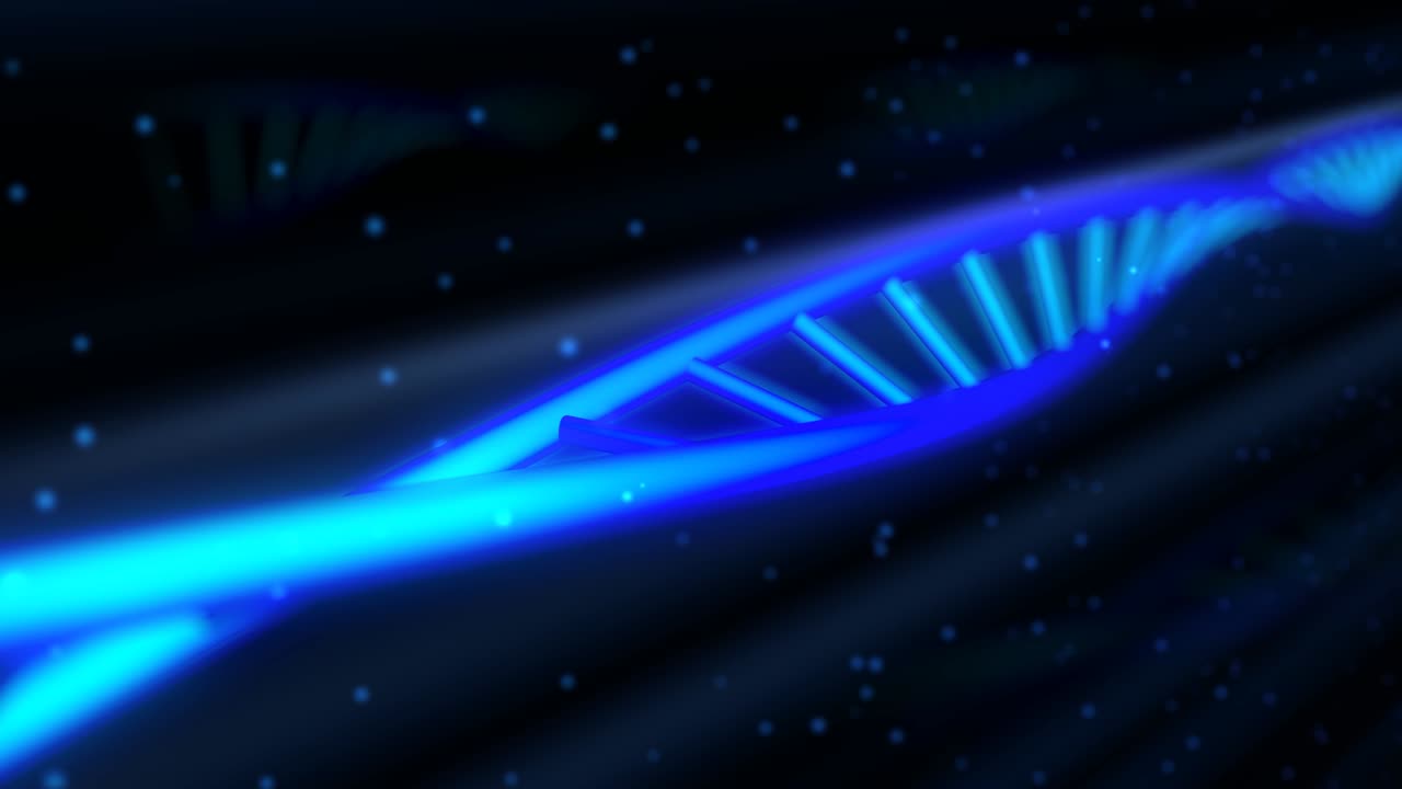 회전하는 이중 나선 dna 분자 입자 줄기 유전 코드 - 4k 원활한 루프 운동 배경 애니메이션