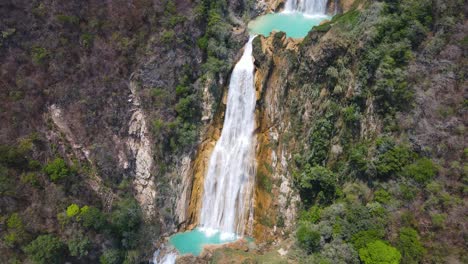 el chiflon waterfall in chiapas mexico, 4k aerial arc shot