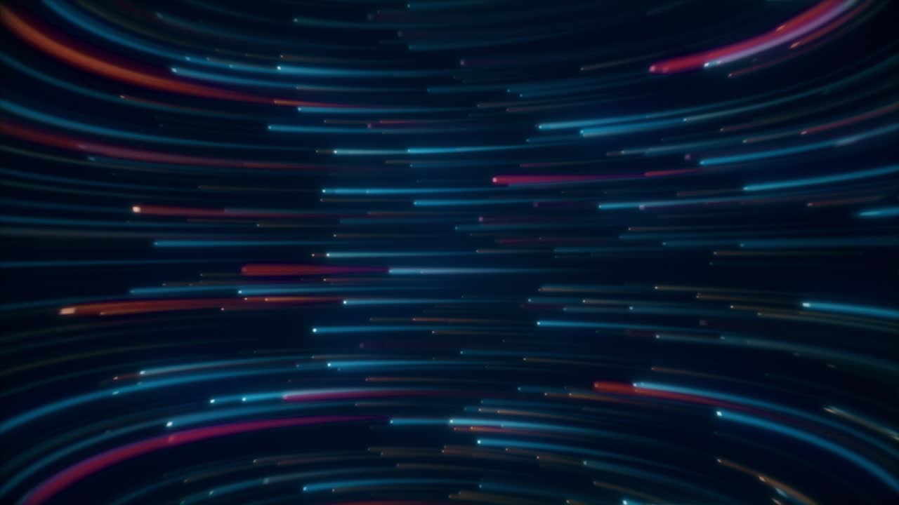 Glowing neon lights streaming across the screen. Seamless loop.