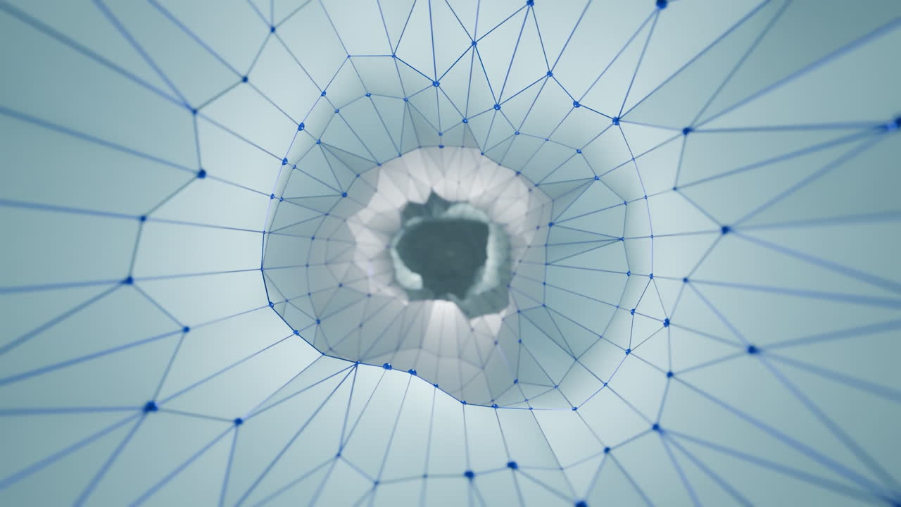Abstract Digital Tunnel with Wireframe Network