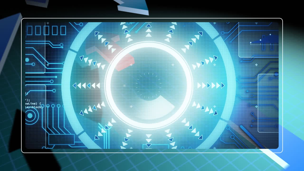 화면에 화살표와 프로세서 요소와 함께 범위 스캐닝의 애니메이션