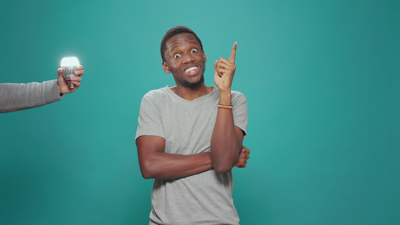 Smart innovative man having brilliant idea and inspiration