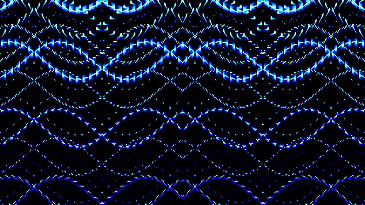 shining bright lines set blue wave motion, colorful, on black background