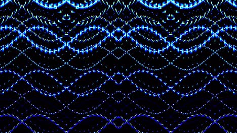shining bright lines set blue wave motion, colorful, on black background